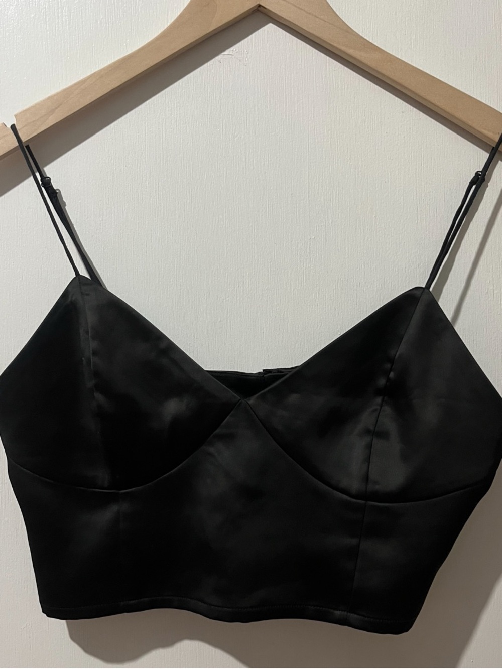 H&M Black Satin V-Neck Crop Top- Size 12